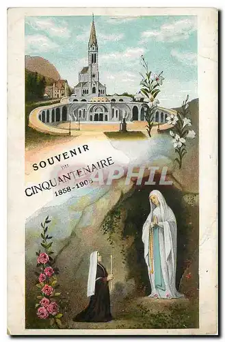 Cartes postales Souvenir ou Cinquantenaire Lourdes