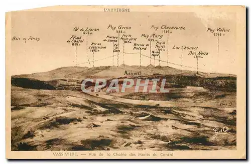 Cartes postales Vassiviere vue de la chaine des Monts du Cantal