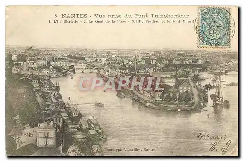 Cartes postales Nantes vue prise du Pont Transbordeur l'Ile Gloriette le Quai de la Fosse l'Ile Feydeau et le Po