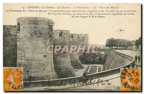 Cartes postales Angers le Chateau les Douves le Pont Levis le Bout du Monde la Promenade du Bout du Monde