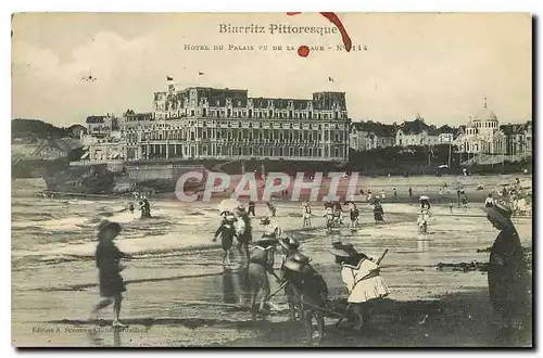 Cartes postales Biarritz Pittoresque Hotel du Palais vu de la Plage