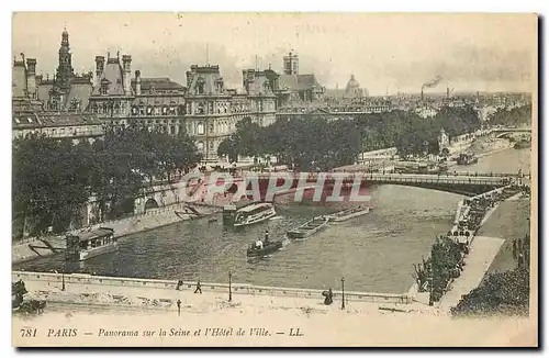 Cartes postales Paris Panorama sur la Seine et l'Hotel de Ville