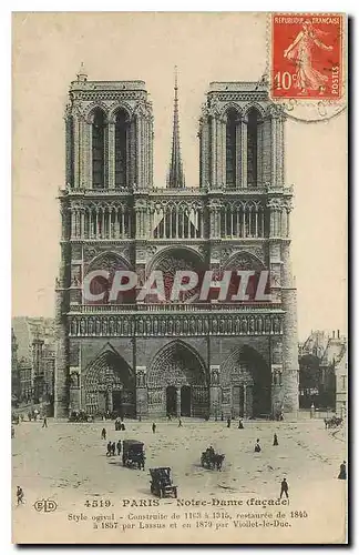 Cartes postales Paris Notre Dame Facade