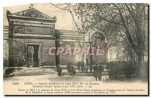 Ansichtskarte AK Paris Chapelle Expiatoire de Louis XVI rue Pasquier