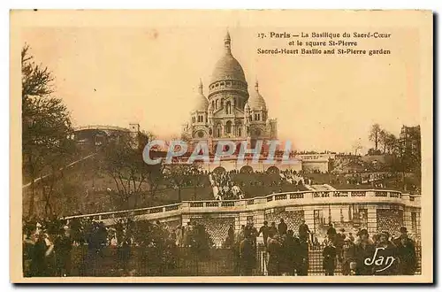 Cartes postales Paris la Basilique du Sacre Coeur et le Square St Pierre