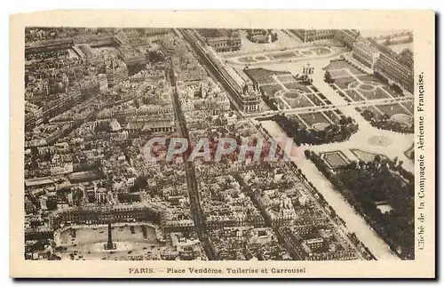 Cartes postales Paris Place Vendome Tuileries et Carrousel