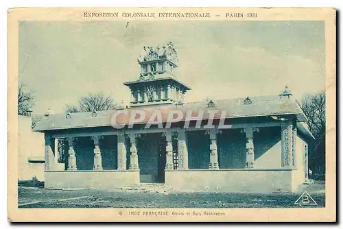 Cartes postales Exposition Coloniale Internationale Paris 1931 Inde Francaise Girvis et Sars Architectes