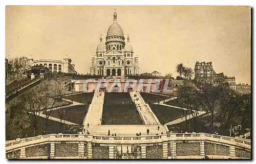 Ansichtskarte AK Paris en Flanant vue generale du Sacre Coeur de Montmartre et l'Escalier Monumental