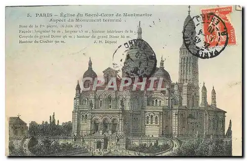 Cartes postales Paris Eglise du Sacre Coeur de Montmartre Aspect du Monument Termine