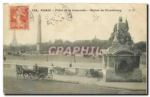 Cartes postales Paris Place de la Concorde Statue de Strasbourg Tour Eiffel