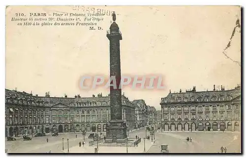 Ansichtskarte AK Paris Place et Colonne Vendome fur erigee en 1810 a la gloire des Armes Francaises