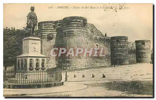 Cartes postales Angers Statue du Roi Rene et le Chateau