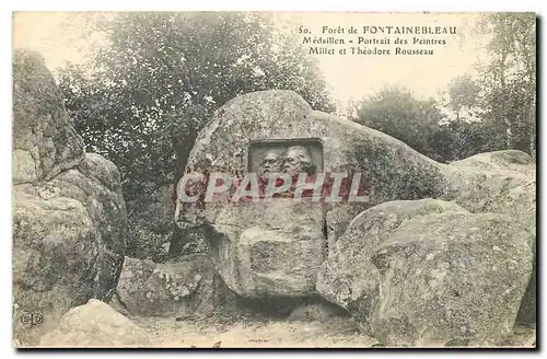 Ansichtskarte AK Foret de Fontainebleau Medaillon Portail des Peintres Millet et Theodore Rousseau