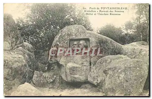 Cartes postales Foret de Fontainebleau Medaillon Portail des Peintres Millet et Theodore Rousseau