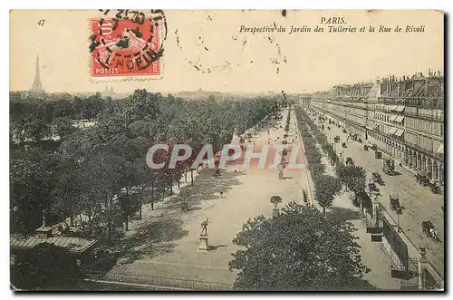 Cartes postales Paris Perspective du Jardin des Tuileries et la Rue de Rivoli