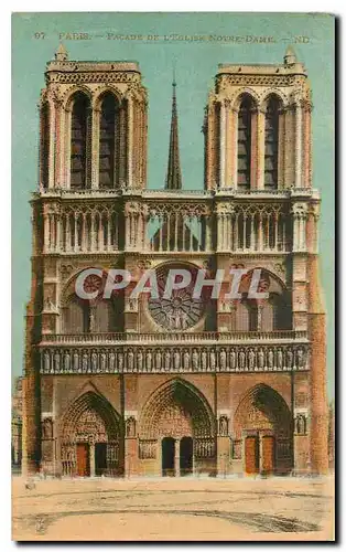 Cartes postales Paris Facade de l'Eglise Notre Dame