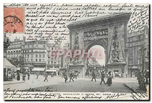 Cartes postales Paris Boulevard et porte St Denis