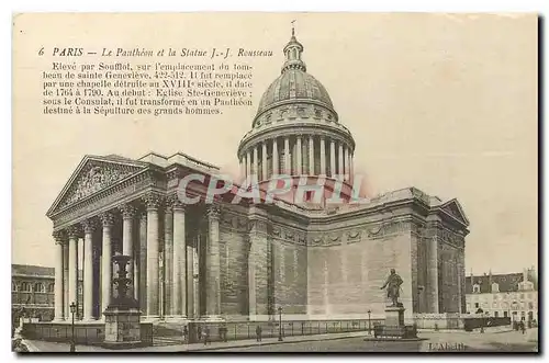 Ansichtskarte AK Paris le Pantheon et la Statue J J Rousseau