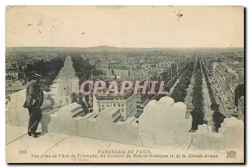 Ansichtskarte AK Panorama de paris vue prise de l'arc de triomphe les Avenues du Bois de Boulogne et de la Grande