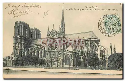 Cartes postales Paris Abside de l'Eglise Notre Dame et vue d'ensemble