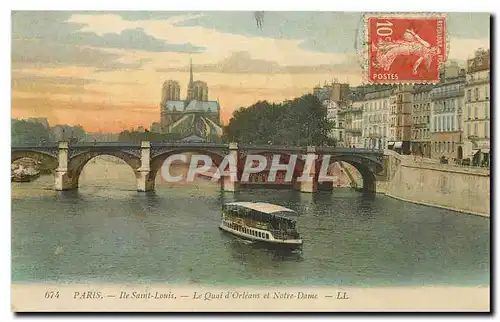 Cartes postales Paris Ile Saint Louis le Quai d'Orleans et Notre Dame