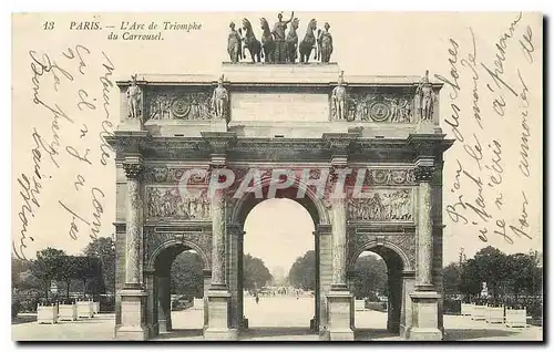 Cartes postales Paris l'Arc de Triomphe du Carrousel