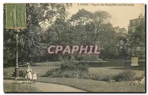 Cartes postales Paris Square des Batignolles vue d'ensemble