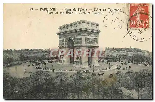 Cartes postales Paris Place de l'Etoile l'Arc de Triomphe