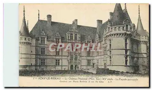 Ansichtskarte AK Azay le Rideau Le Chateau National Mon hist La Facade principale