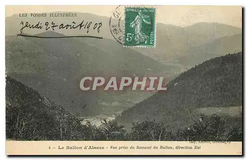 Cartes postales Les Vosges Illustrees Le Ballon d'Alsace Vue prise du Sommet du Ballon direction Est