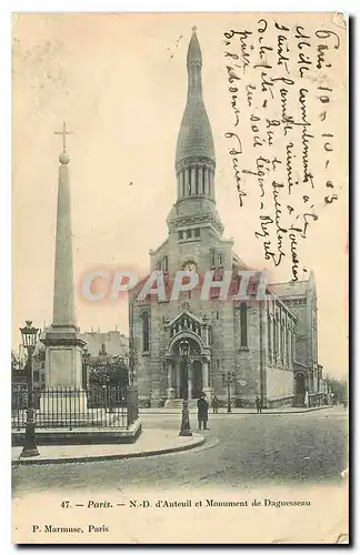 Cartes postales Paris N D d'Auteuil et Monument de Daguesseau