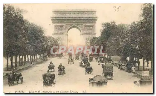 Cartes postales Paris L'Arc de Triomphe et les Champs d'Elysees