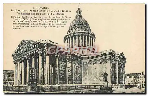 Ansichtskarte AK Paris Le Pantheon et la Statue de J. J. Rousseau