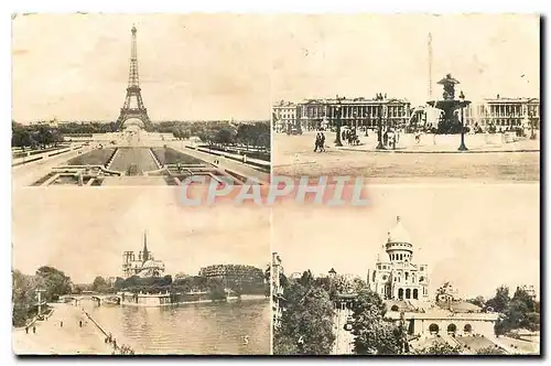 Cartes postales Paris La Tour Eiffel Place de la Concorde Notre Dame Le Sacre Coeur