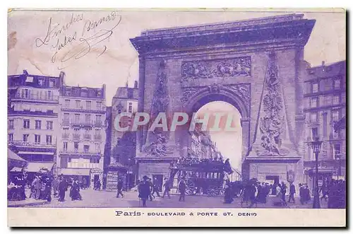 Cartes postales Paris Boulevard et Porte St Denis