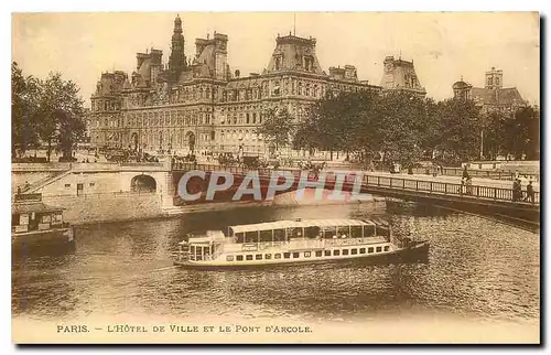 Ansichtskarte AK Paris l'Hotel de Ville et le Pont d'Arcole Bateau Peniche