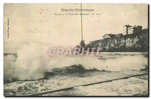 Ansichtskarte AK Biarritz Pittoresque Vague a la Cote des Basques