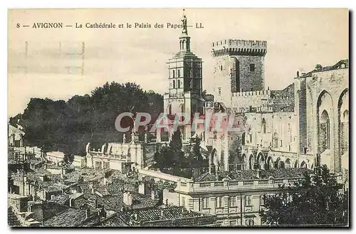 Cartes postales Avignon La Cathedrale et le Palais des Papes