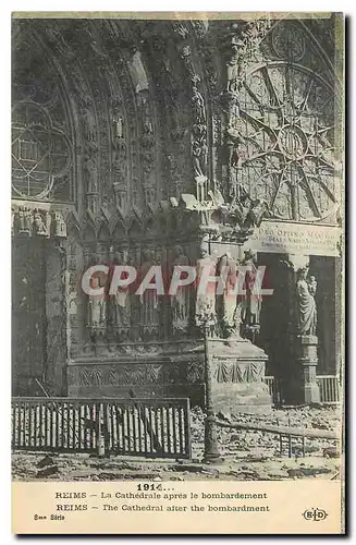 Cartes postales Reims La Cathedrale apres le bombardement