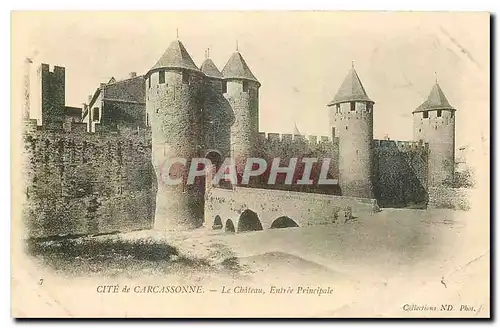 Ansichtskarte AK Cite de Carcassonne Le Chateau Entree Principale