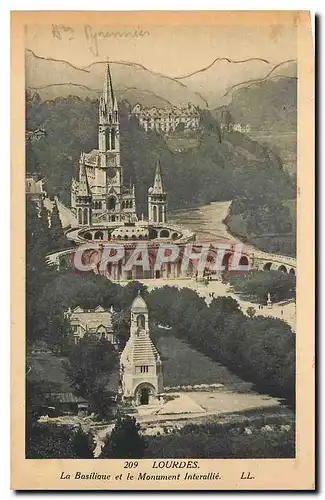 Ansichtskarte AK Lourdes La Basilique et le Monument Interallie