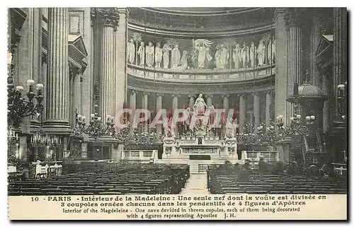 Cartes postales Paris interieur de la Madeleine une seule nef dont la voute est divisee