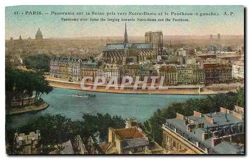 Ansichtskarte AK Paris Panorama sur la Seine pris vers Notre Dame et le Pantheon a gauche