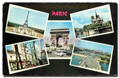 Cartes postales Souvenir de Paris La Tour Eiffel et les Jeux d'Eau du Palais Chaillot l'arc de triomphe de l'eto