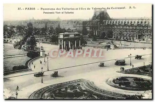 Cartes postales Paris Panorama des Tuileries et l'Arc de Triomphe du Carrousel