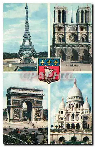 Ansichtskarte AK Paris La Tour Eiffel Notre Dame arc de triomphe Sacre Coeur