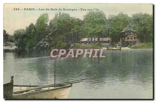 Cartes postales Paris Lac du Bois de Boulogne Vue sur l'ile