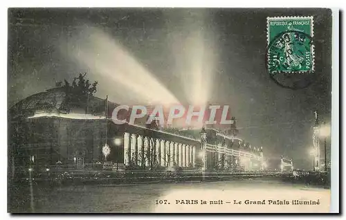 Cartes postales Paris la nuit le grand palais illumine