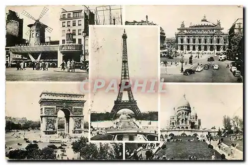 Cartes postales Paris Le Moulin rouge L'Opera L'Arc de Triomphe Le Sacre Coeur La Tour Eiffel