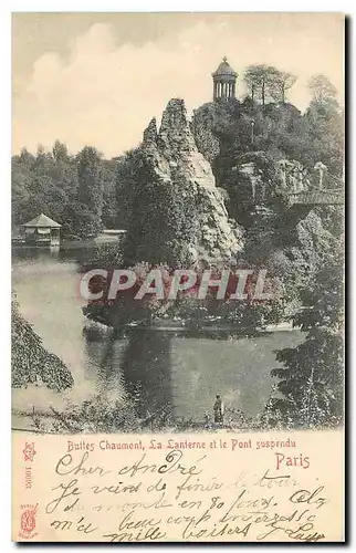 Cartes postales Buttes Chaumont La Lanterne et le Pont Suspendu Paris